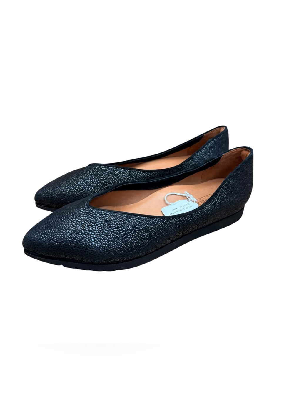 L’Amour Des Pieds Womens Shoes Size 9.5M Black Textured Pointed-Toe Ballet Flats